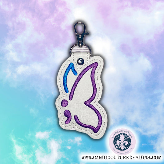 Butterfly Semicolon Keychain | Caleb’s Kindness Project | Suicide Awareness & Remembrance Gift - Candicouturedesigns