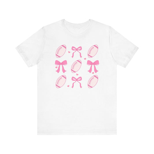 Custom Coquette Shirt | Football and Bow Print - Candicouturedesigns