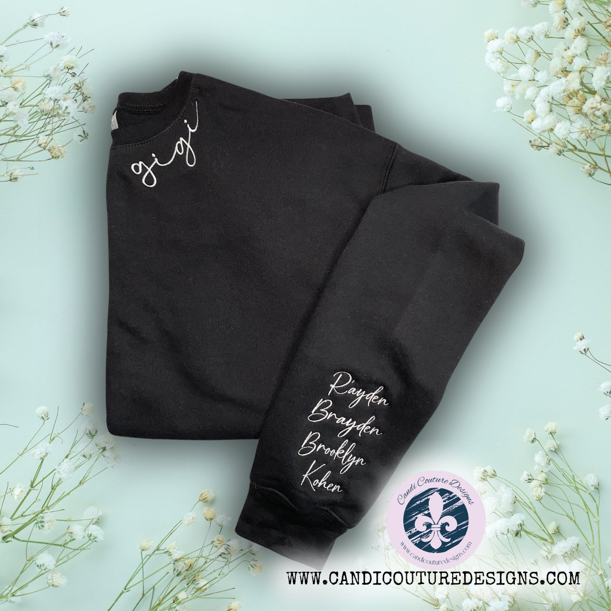 Custom Embroidered Mom/Grandma/Aunt Sweatshirt - Candicouturedesigns