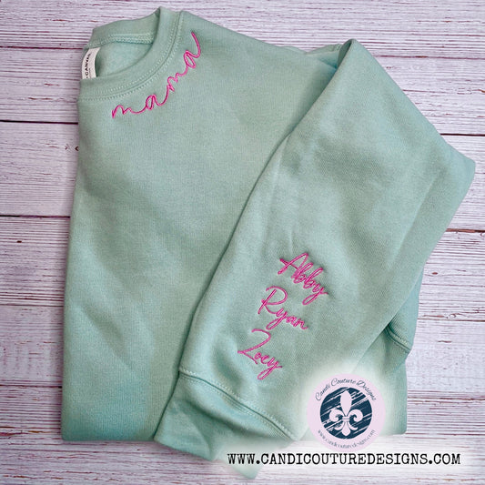 Custom Embroidered Mom/Grandma/Aunt Sweatshirt - Candicouturedesigns