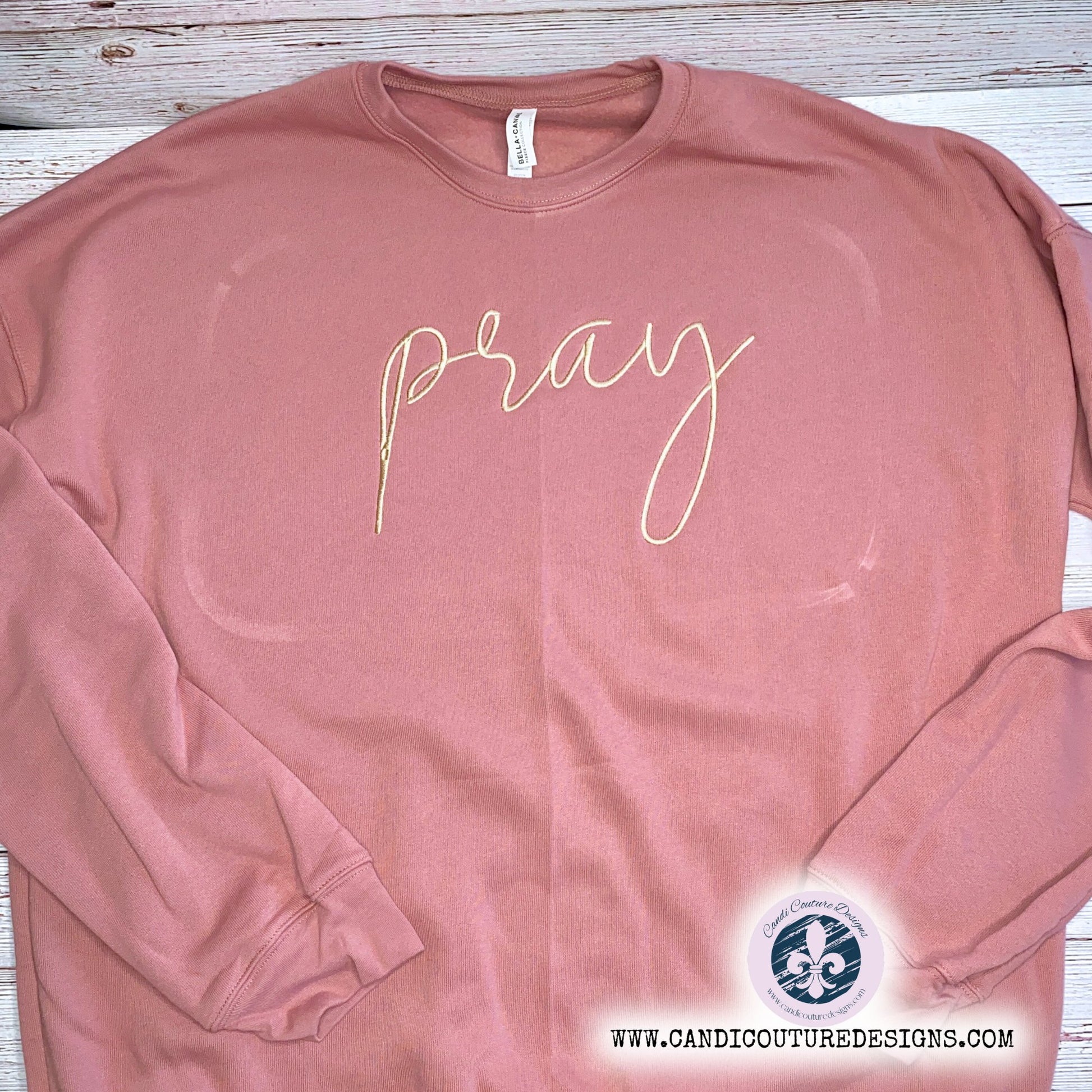 Custom Embroidered Pray Sweatshirt | Faith - Inspired Custom Apparel - Candicouturedesigns