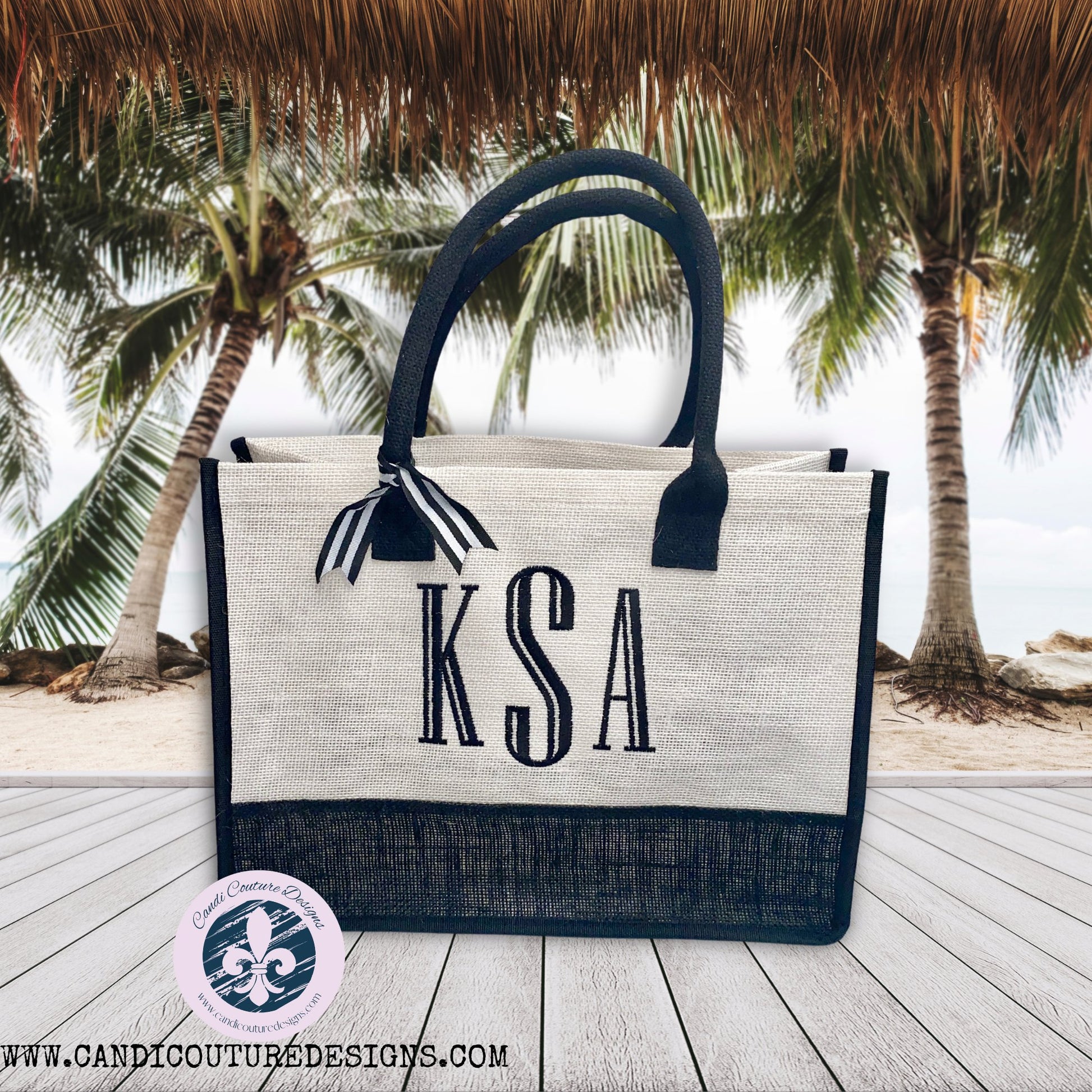 Custom Monogrammed Burlap Tote Bags | Beach, Graduation, Bridesmaids, Bridal Gifts | Personalized Jute Carryalls - Candicouturedesigns