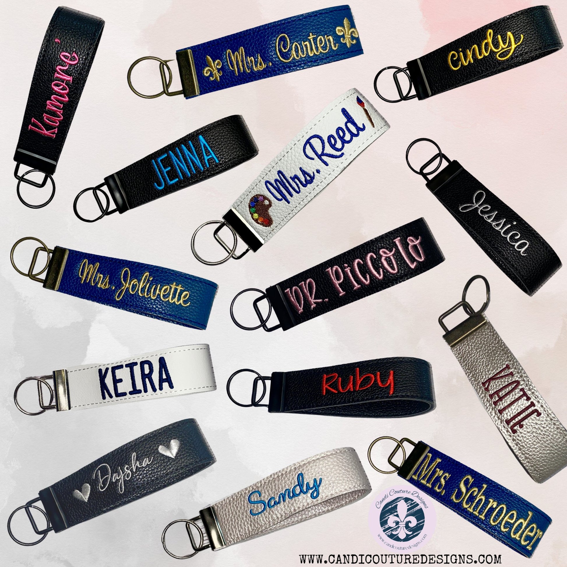 Custom Monogrammed Faux Leather Keychains | Personalized Key Accessories - Candicouturedesigns