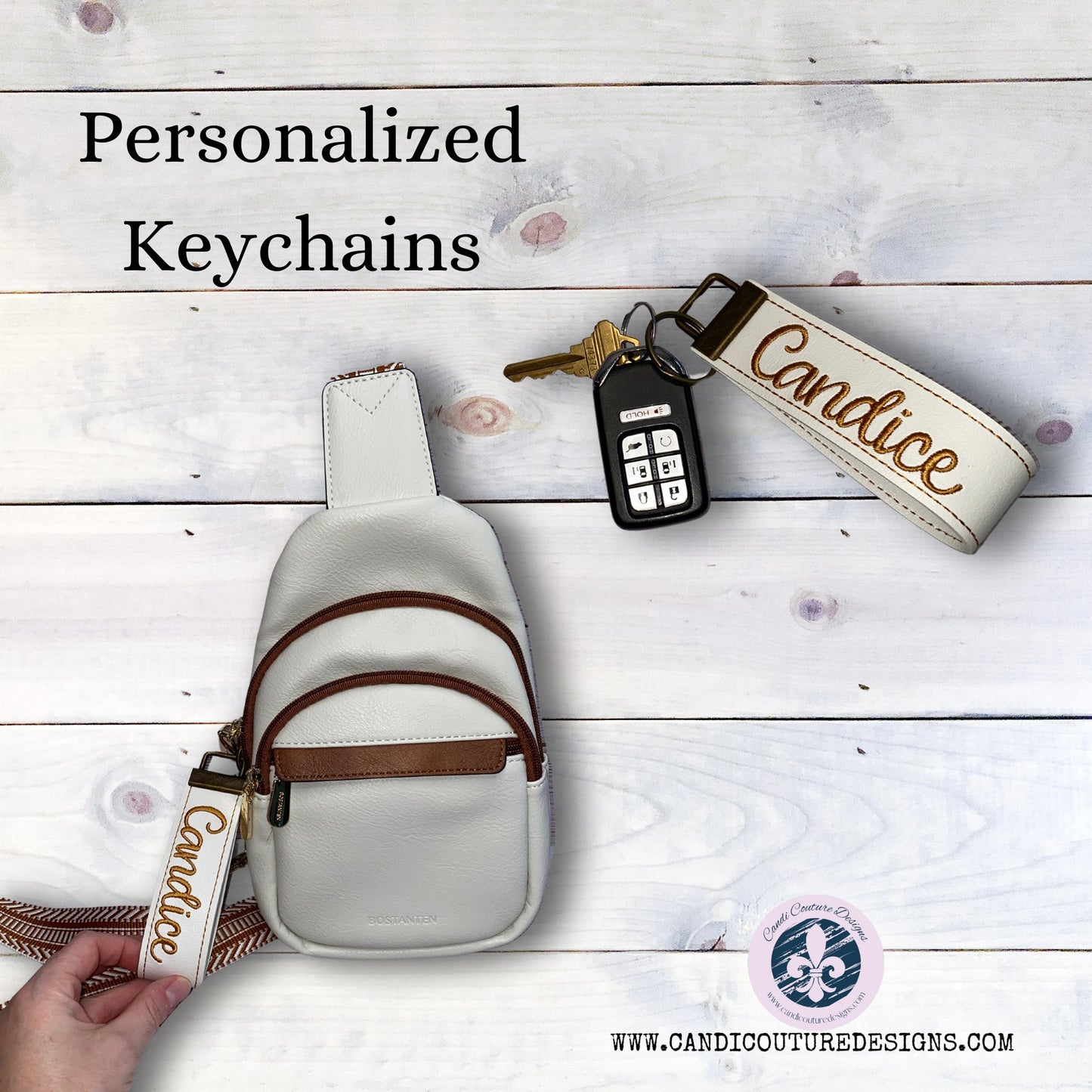 Custom Monogrammed Faux Leather Keychains | Personalized Key Accessories - Candicouturedesigns