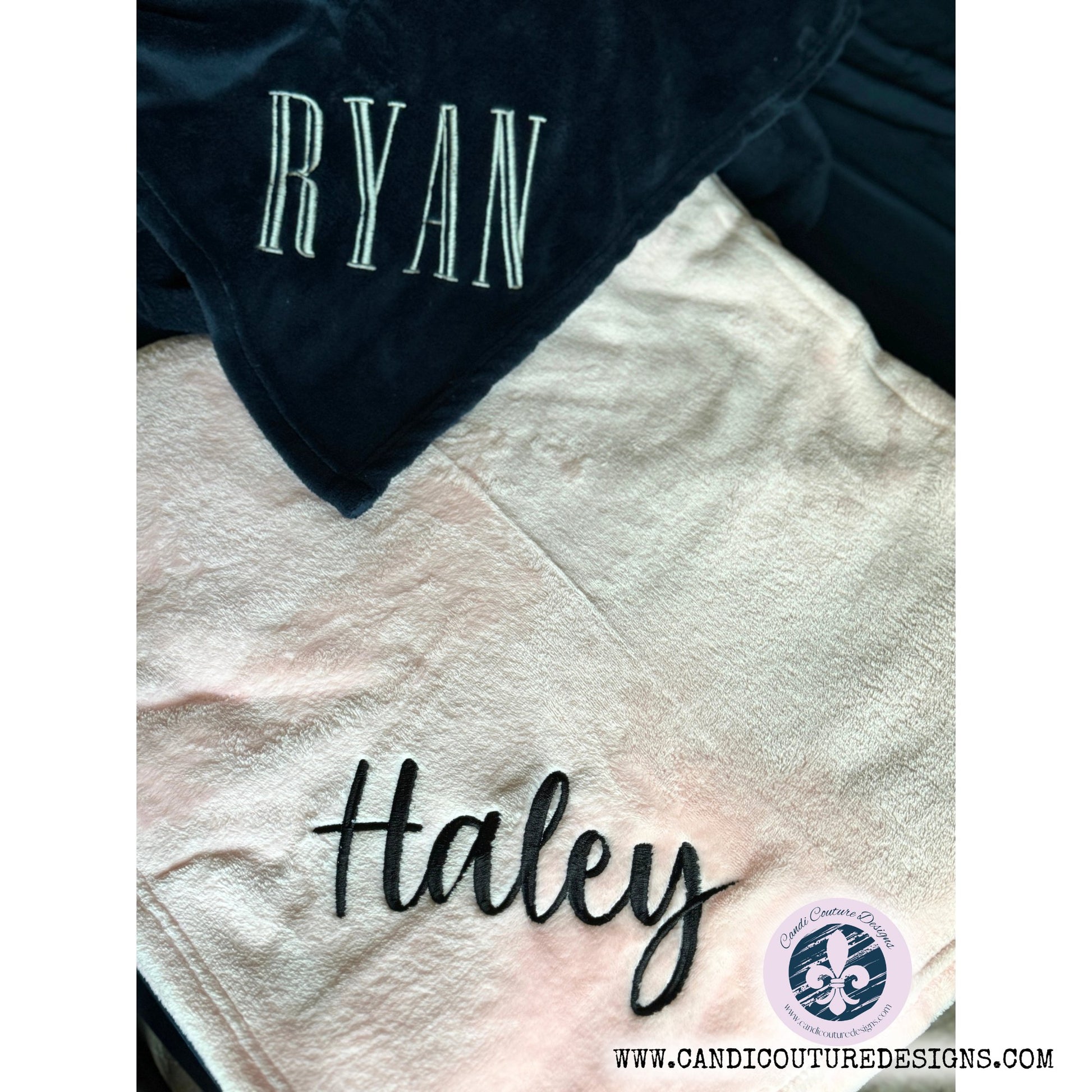 Custom Monogrammed Fleece Blanket | Personalized Cozy Throw - Candicouturedesigns