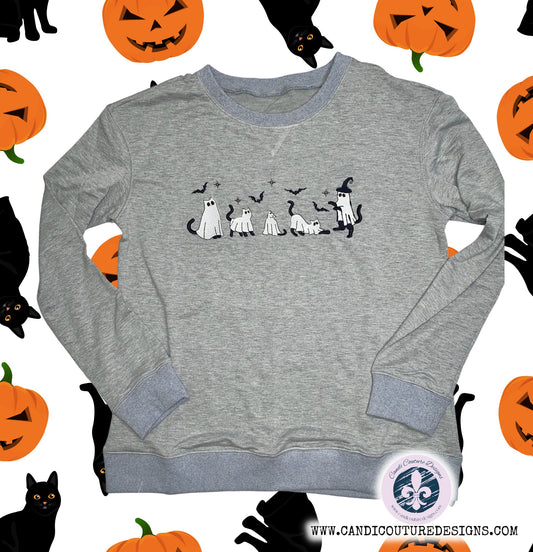 Custom Pet Family Ghost Sweatshirt | Personalized Halloween Cat & Dog Pullover - Candicouturedesigns