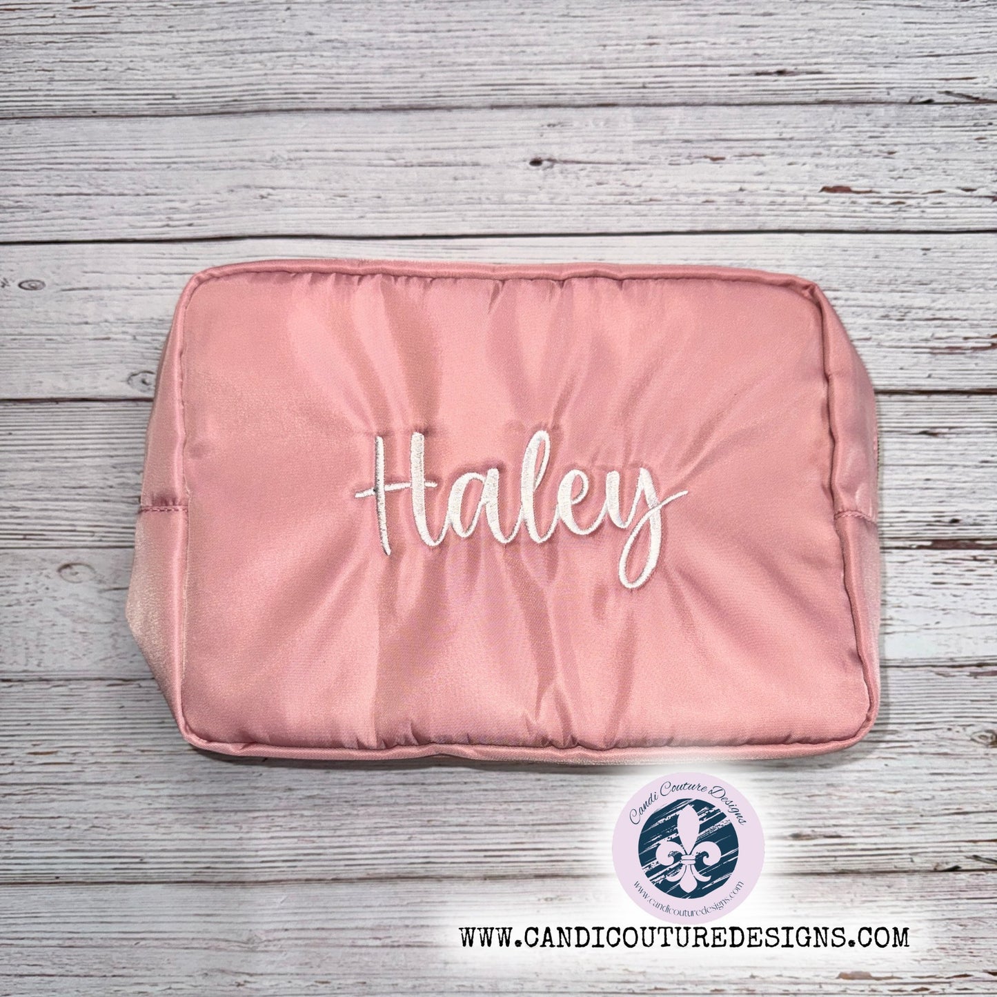 Large Monogrammed Makeup Bag, Personalized Cosmetic Organizer, Custom Travel Toiletry Case, Spacious Vanity Pouch, Bridesmaid Gift, High - Quality Embroidered Name Bag, Stylish Beauty Accessories Holder - Candicouturedesigns