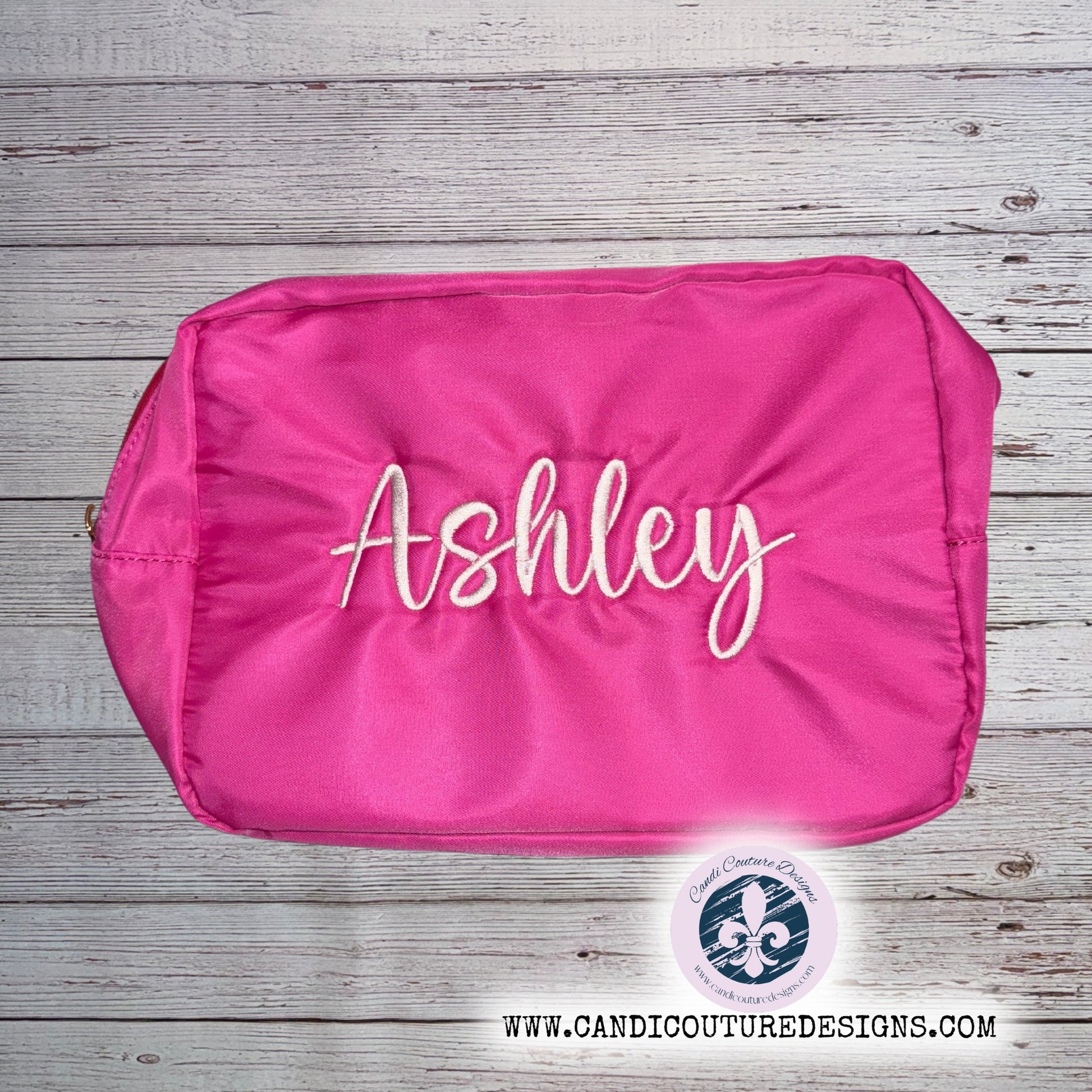 Large Monogrammed Makeup Bag, Personalized Cosmetic Organizer, Custom Travel Toiletry Case, Spacious Vanity Pouch, Bridesmaid Gift, High - Quality Embroidered Name Bag, Stylish Beauty Accessories Holder - Candicouturedesigns