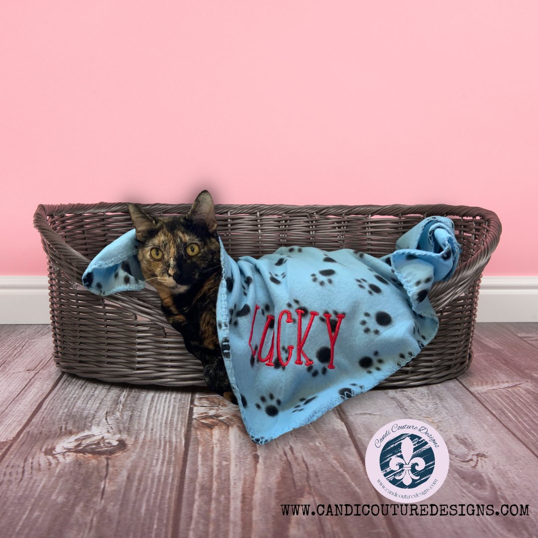 Personalized Monogrammed Pet Blankets | Custom Dog & Cat Blankets - Candicouturedesigns