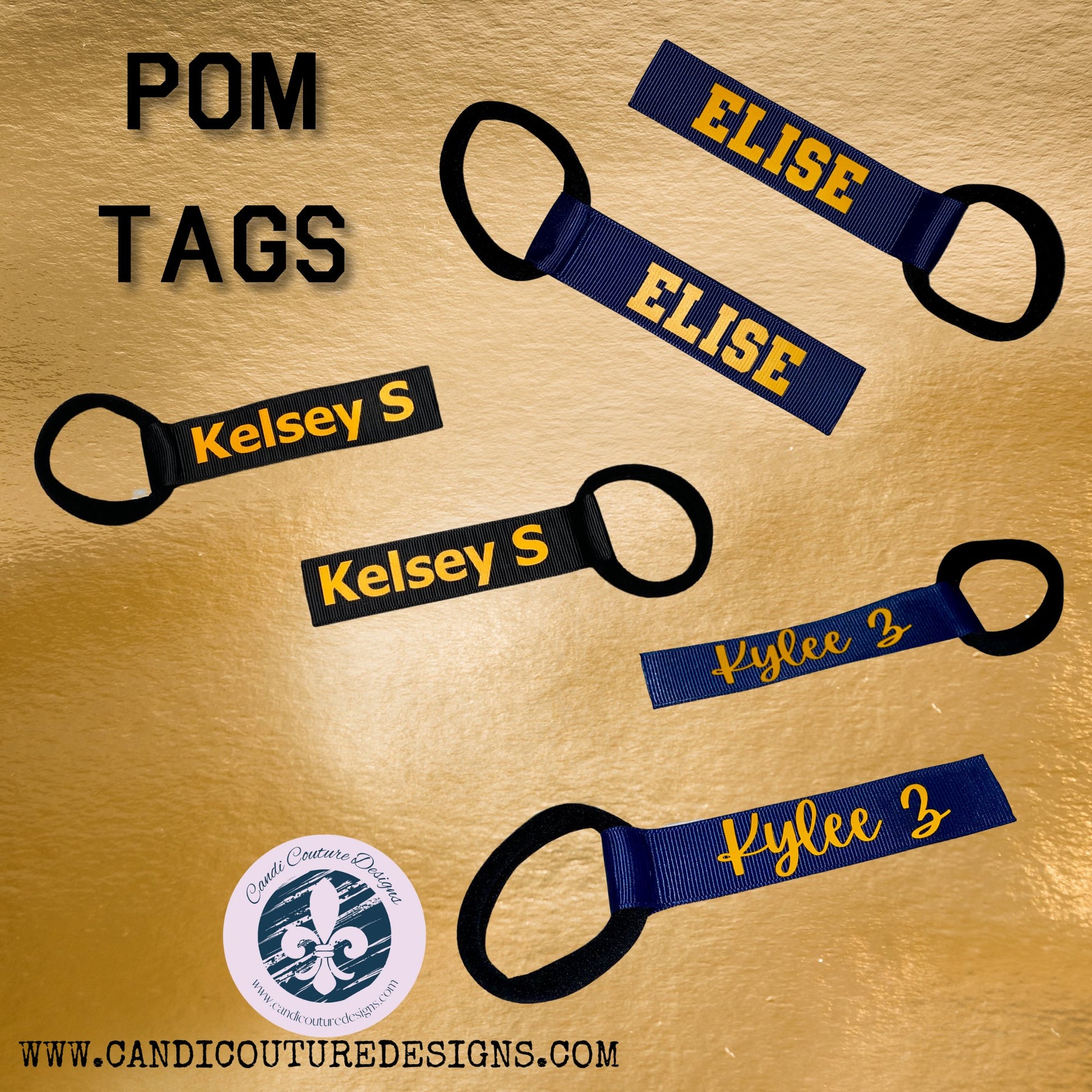 Personalized Pom Tags for Cheerleaders and Dance Teams - Candicouturedesigns
