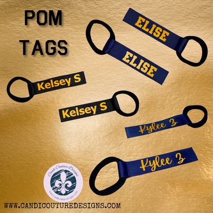 Personalized Pom Tags for Cheerleaders and Dance Teams - Candicouturedesigns